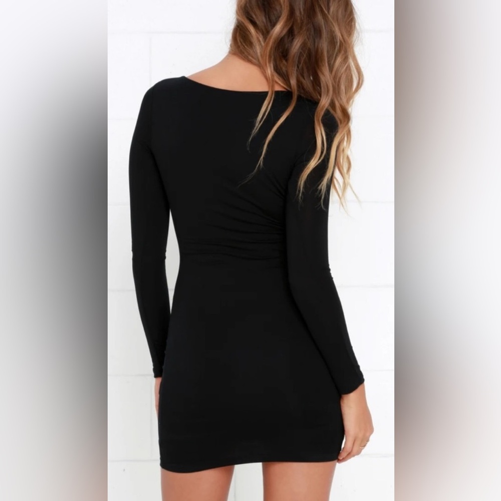 #1025 Lulu’s Laced Up All Night Black Lace-Up Dress Medium - Picture 2 of 5